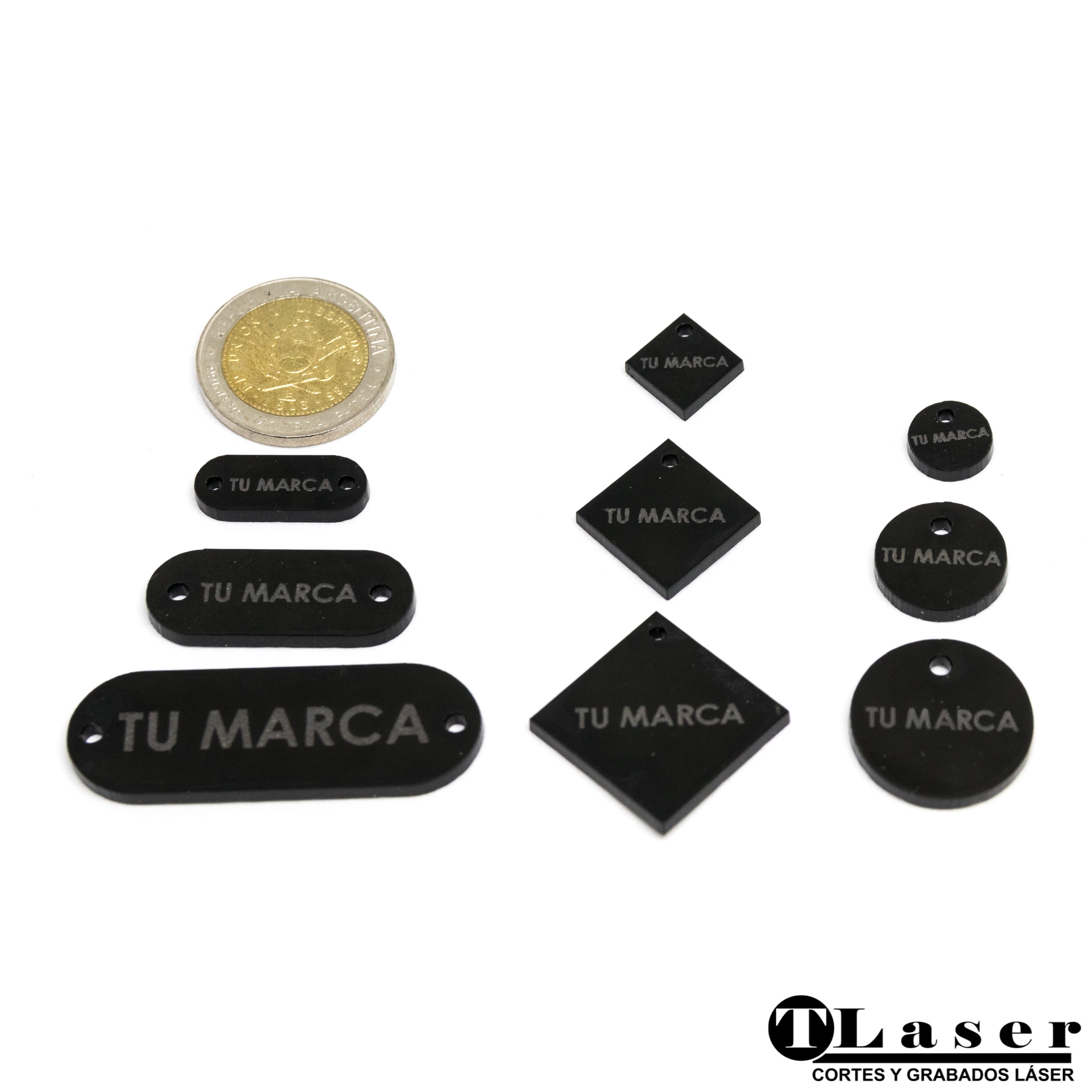 Etiquetas acrílico negro de 2 mm de espesor